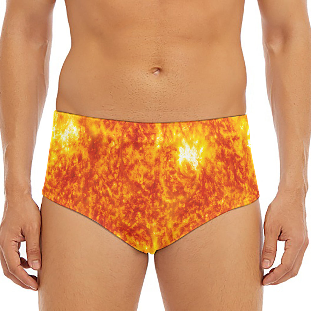 Flaming Sun Print Men's Triangle Swim Briefs