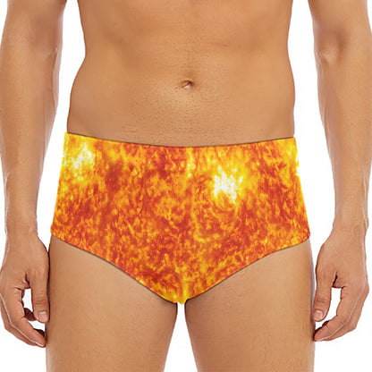 Flaming Sun Print Men's Triangle Swim Briefs