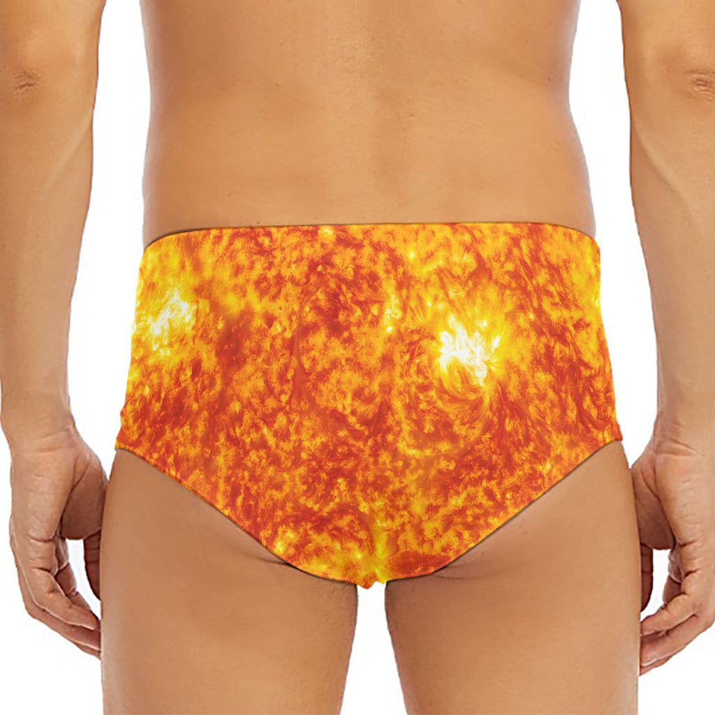 Flaming Sun Print Men's Triangle Swim Briefs