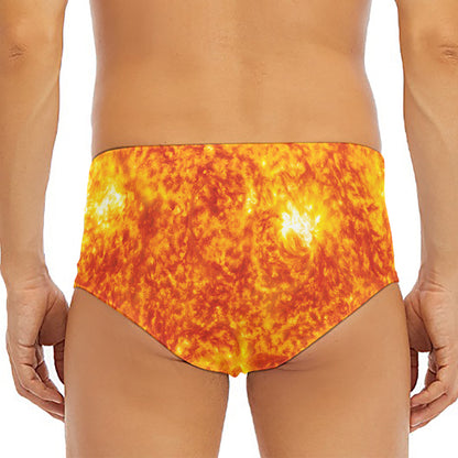 Flaming Sun Print Men's Triangle Swim Briefs