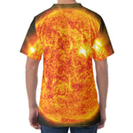 Flaming Sun Print Men's Velvet T-Shirt