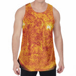 Flaming Sun Print Men's Velvet Tank Top