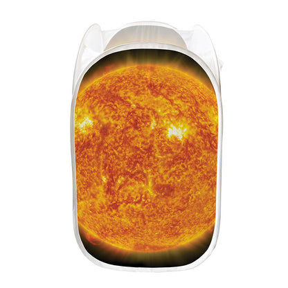 Flaming Sun Print Mesh Laundry Hamper