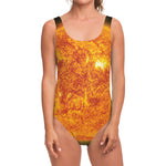 Flaming Sun Print One Piece Swimsuit