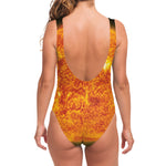 Flaming Sun Print One Piece Swimsuit