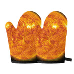 Flaming Sun Print Oven Mitts