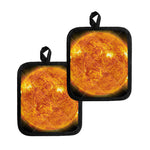 Flaming Sun Print Pot Holders