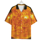 Flaming Sun Print Rayon Hawaiian Shirt