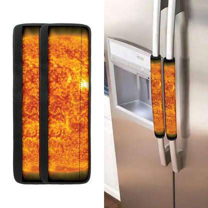 Flaming Sun Print Refrigerator Handle Covers