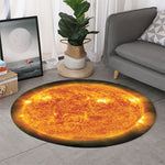 Flaming Sun Print Round Rug