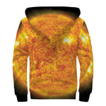 Flaming Sun Print Sherpa Lined Zip Up Hoodie