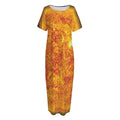 Flaming Sun Print Short Sleeve Long Nightdress