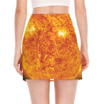 Flaming Sun Print Side Slit Mini Skirt