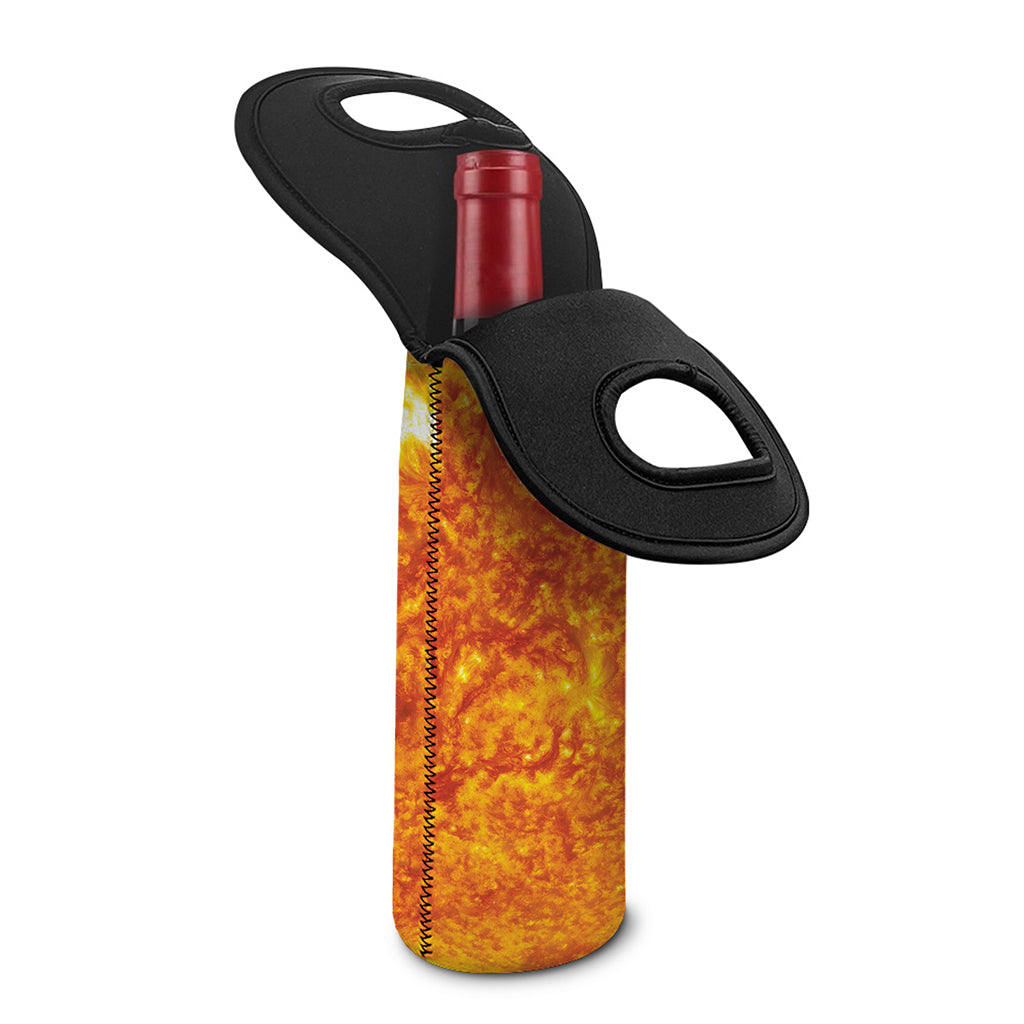 Flaming Sun Print Single Neoprene Wine Tote