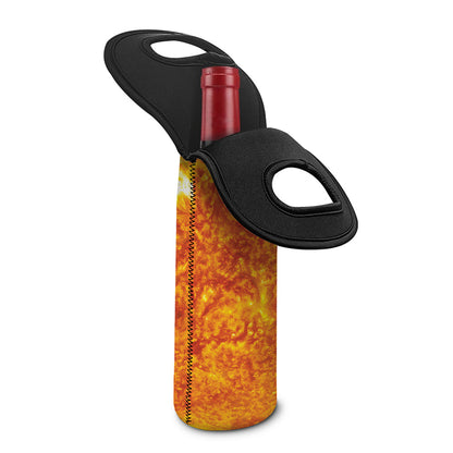 Flaming Sun Print Single Neoprene Wine Tote