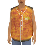 Flaming Sun Print Sleeveless Baseball Jersey
