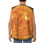 Flaming Sun Print Sleeveless Baseball Jersey