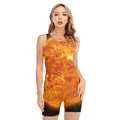 Flaming Sun Print Sleeveless One Piece Swimsuit