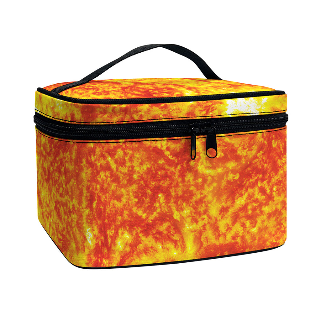 Flaming Sun Print Travel Makeup Bag