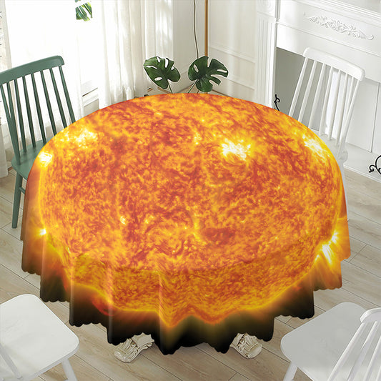 Flaming Sun Print Waterproof Round Tablecloth