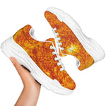 Flaming Sun Print White Chunky Shoes