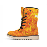 Flaming Sun Print Winter Boots