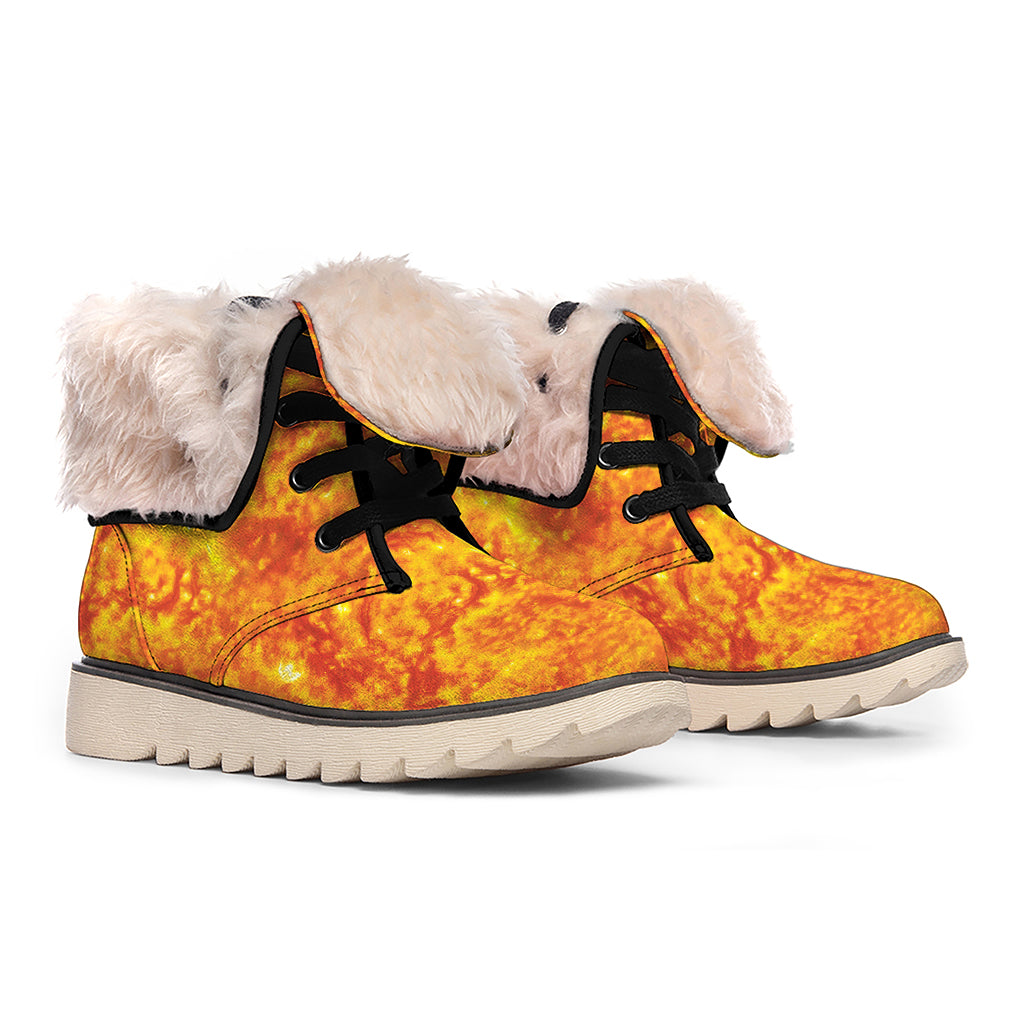 Flaming Sun Print Winter Boots