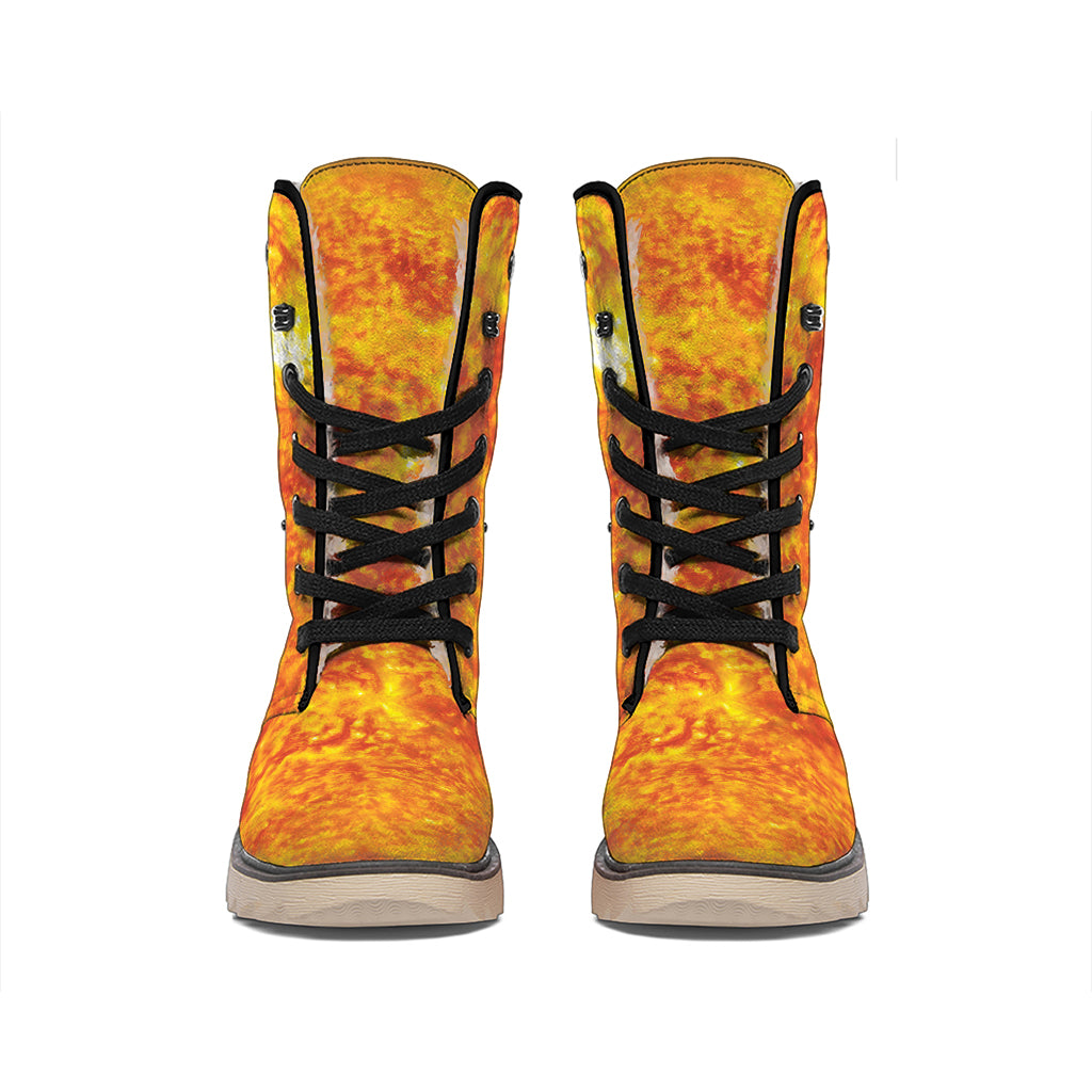 Flaming Sun Print Winter Boots