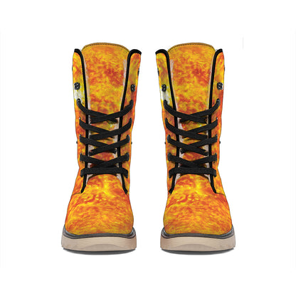 Flaming Sun Print Winter Boots