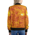 Flaming Sun Print Women's Bomber Jacket