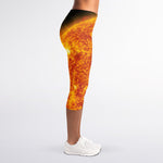Flaming Sun Print Women's Capri Leggings