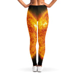 Flaming Sun Print Women's Leggings