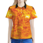 Flaming Sun Print Women's Polo Shirt