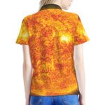 Flaming Sun Print Women's Polo Shirt