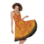 Flaming Sun Print Women's Sleeveless Dress