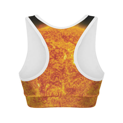 Flaming Sun Print Women's Sports Bra