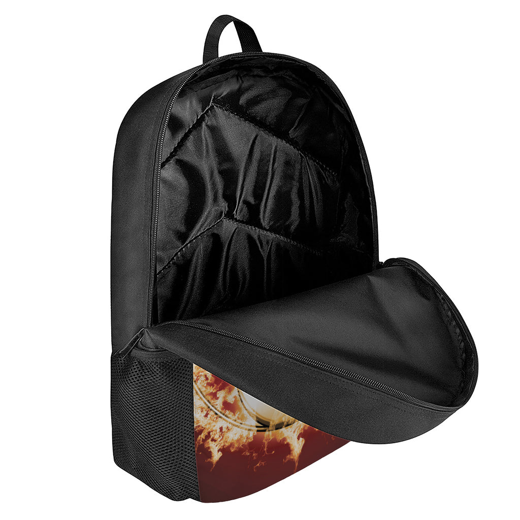 Flaming Yin Yang Print 17 Inch Backpack