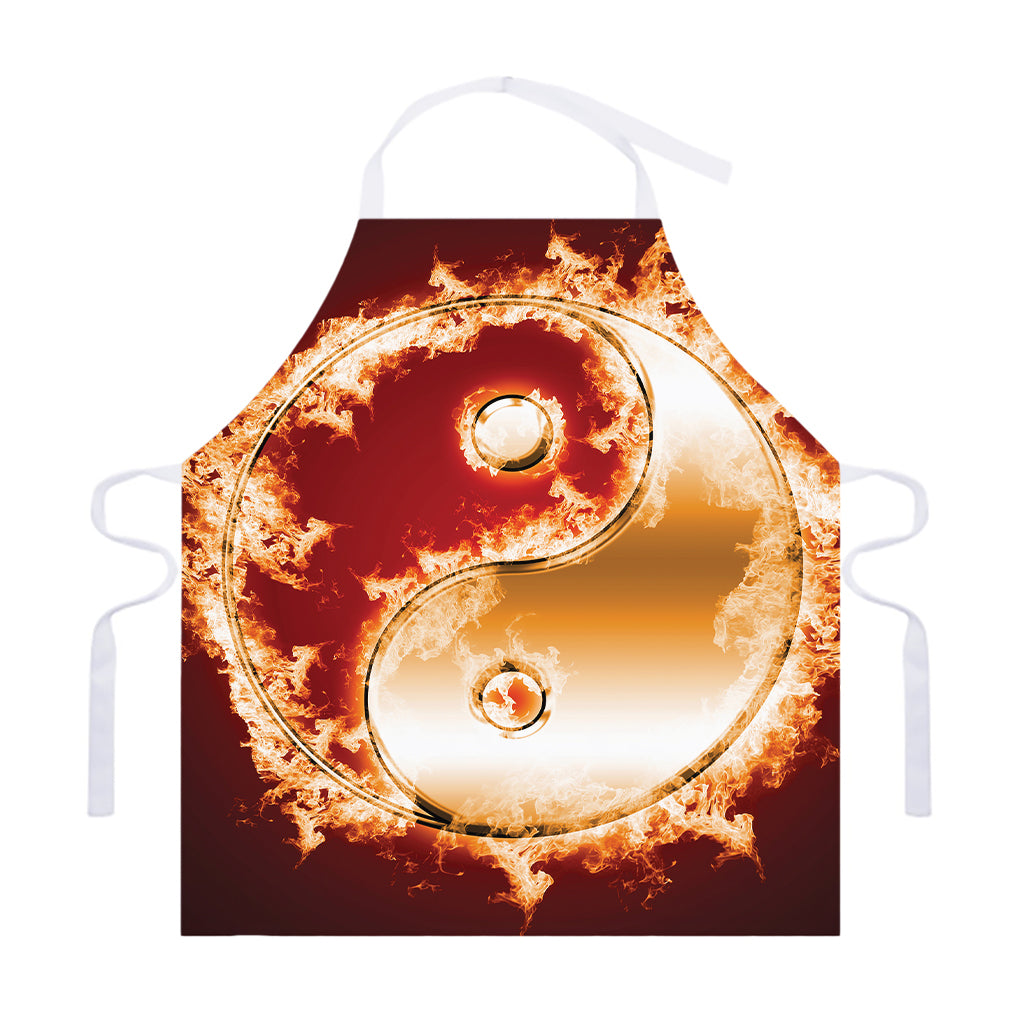 Flaming Yin Yang Print Adjustable Apron