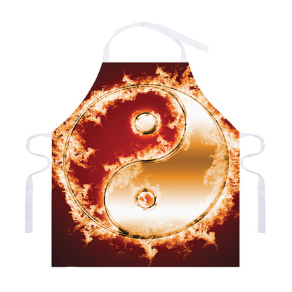 Flaming Yin Yang Print Adjustable Apron