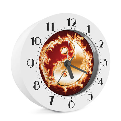 Flaming Yin Yang Print Alarm Clock