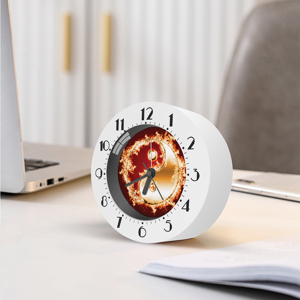 Flaming Yin Yang Print Alarm Clock