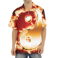 Flaming Yin Yang Print Aloha Shirt