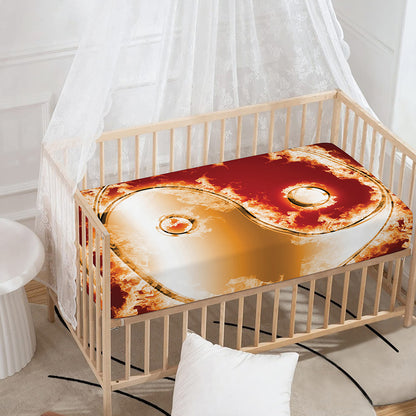 Flaming Yin Yang Print Baby Crib Sheet
