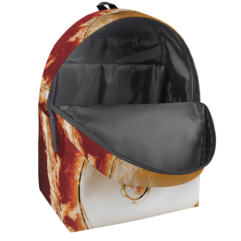 Flaming Yin Yang Print Backpack