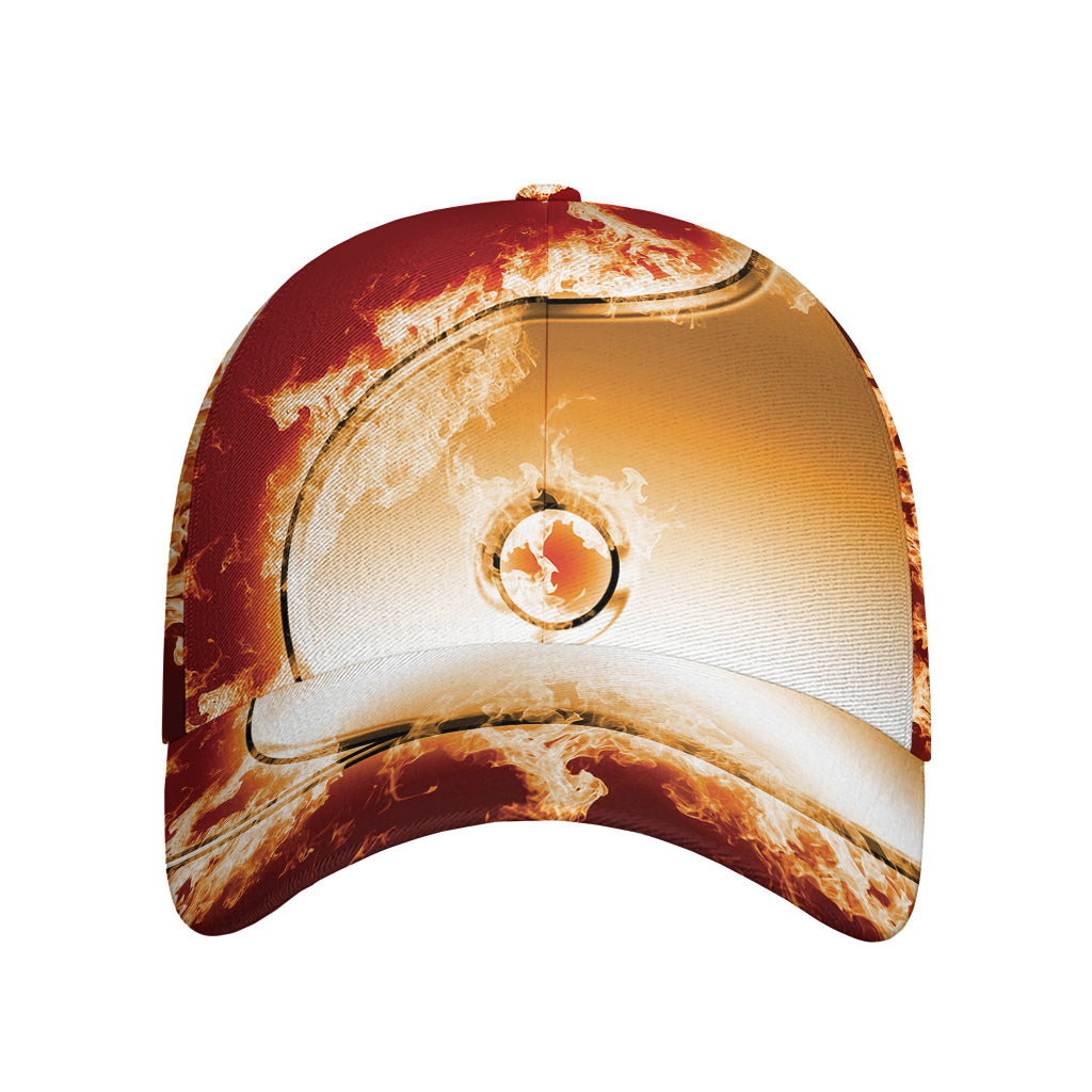 Flaming Yin Yang Print Baseball Cap