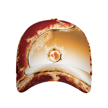 Flaming Yin Yang Print Baseball Cap