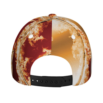 Flaming Yin Yang Print Baseball Cap