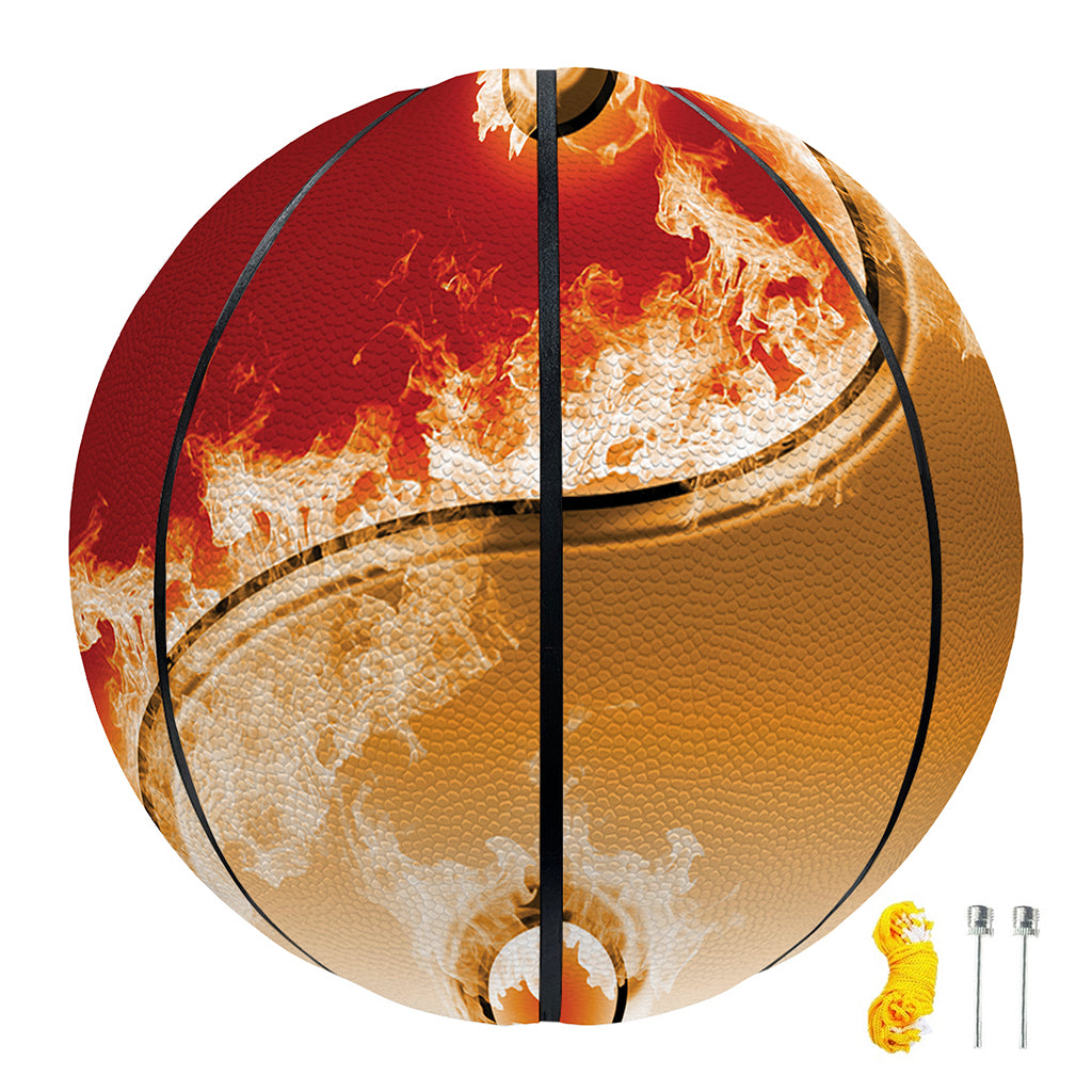 Flaming Yin Yang Print Basketball