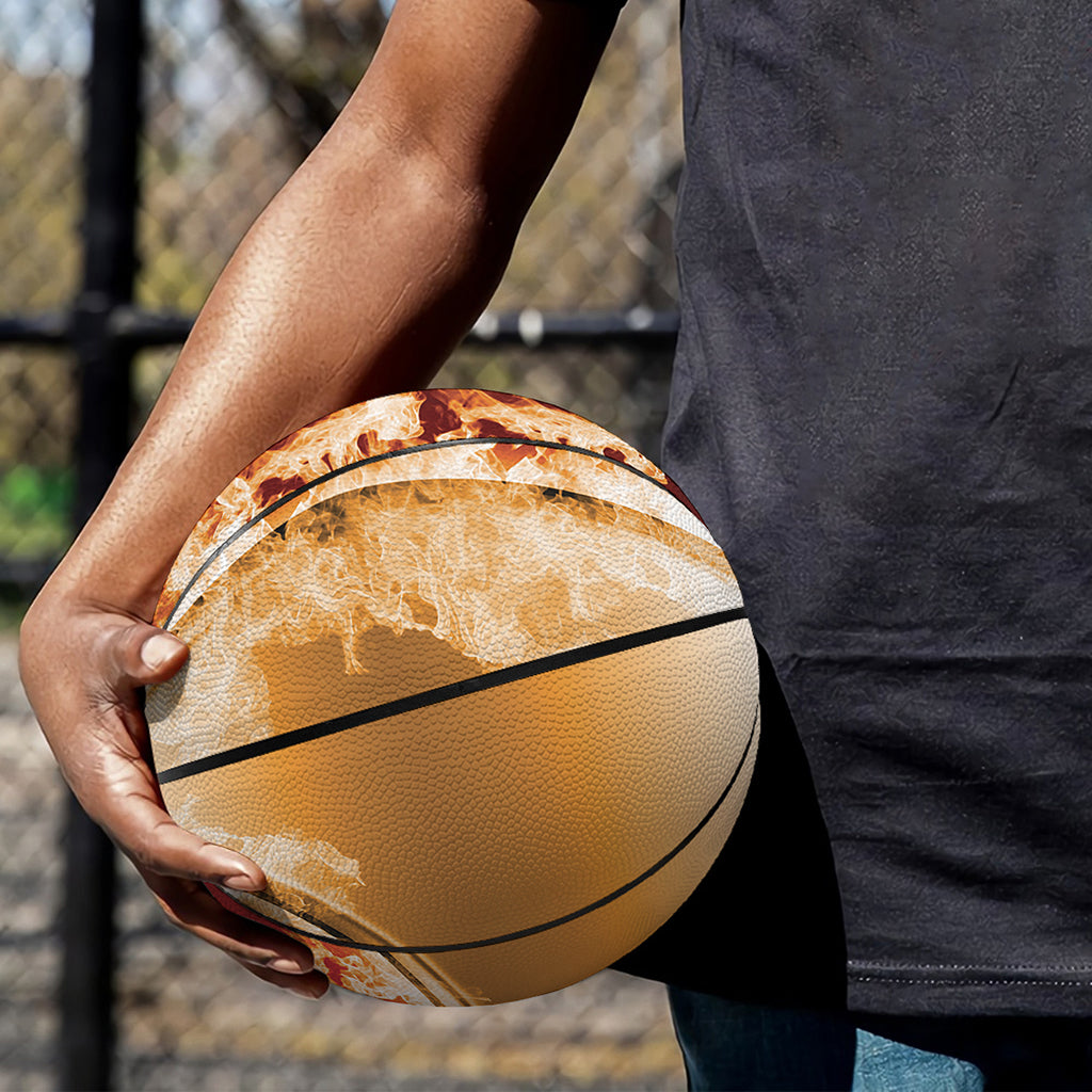 Flaming Yin Yang Print Basketball
