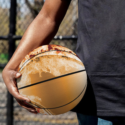 Flaming Yin Yang Print Basketball